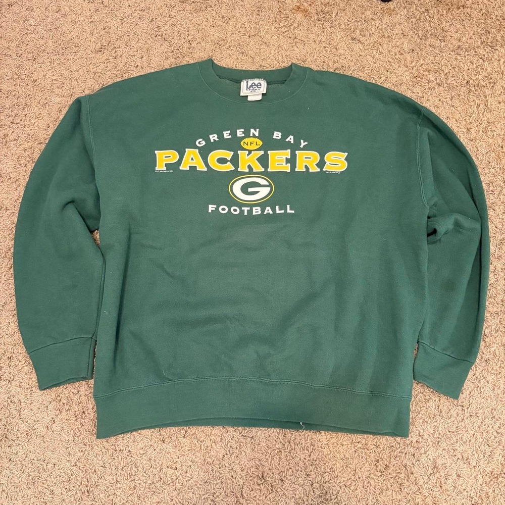 Vintage Lee Sport Green Bay Packers Sweatshirt Mens XL Green Crewneck NFL Y2K